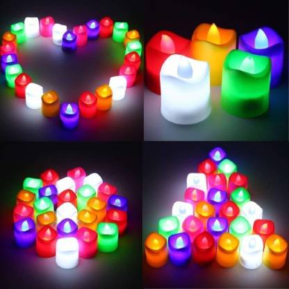 Multi Color LED Candles, Tea Light Candle  (Multicolor, Pack of 12)