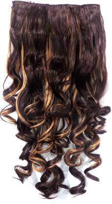 glan Clips Based Curly/Wavy Extension For Women And Girls In Brown Highlight  , Hair Extension Price in India - Buy glan Clips Based Curly/Wavy Extension  For Women And Girls In Brown Highlight ,