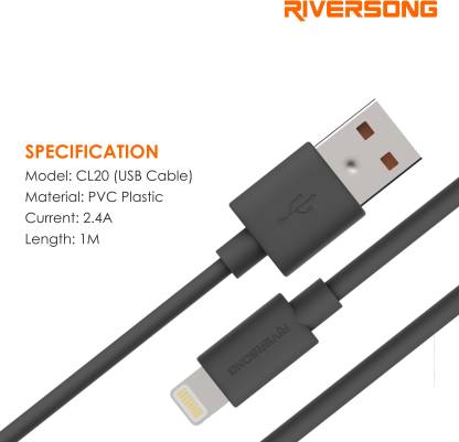 Riversong Lightning Cable 2.4 A 1 m PVC Beta CL20 -1M -MFi Certified Lightning Cable