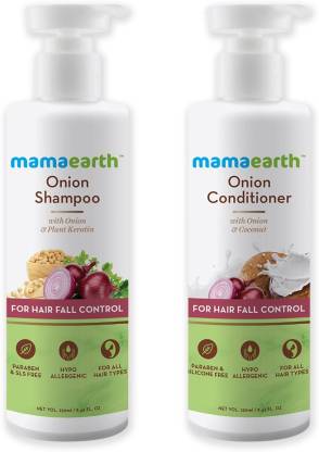 MamaEarth Hair Regrowth Combo (Onion Shampoo, 250ml + Onion Conditioner,  250ml) Price in India - Buy MamaEarth Hair Regrowth Combo (Onion Shampoo,  250ml + Onion Conditioner, 250ml) online at 