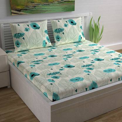 Divine Casa 104 TC Cotton Double Floral Flat Bedsheet - Buy Divine Casa 104  TC Cotton Double Floral Flat Bedsheet Online at Best Price in India |  