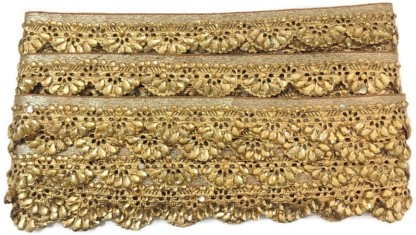 DIARA COMBO PACK Golden lace border with beautiful design. (Pack of  9+9+9meter ,