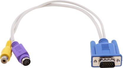 Vinayakart 15 Pin/2 Way VGA to TV S-Video/RCA AV OUT Converter Adapter  Cable 0.2 m HDMI Cable