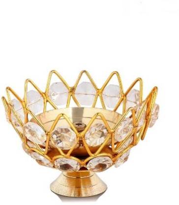 Diamond Crystal Deepak Brass Table Diya