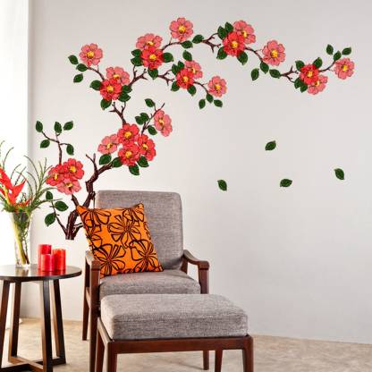 wall stickers floral branch sofa living room background antique original imafkhkgzwvvhu4n