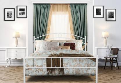 Best Ivory Color Nancy Metal Queen Bed – FurnitureKraft