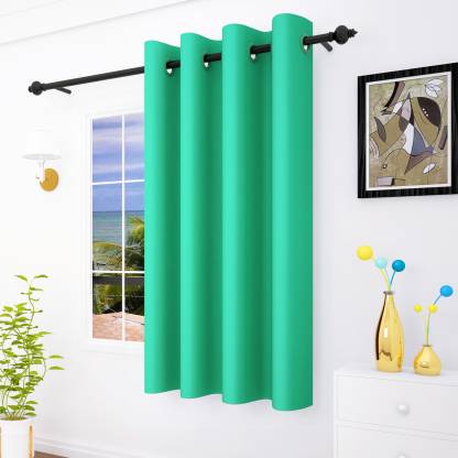 Story@home 152 cm (5 ft) Polyester Window Curtain Single Curtain  (Plain, Teal)