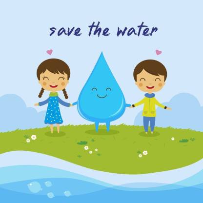 cartoon with save the water sticker poster| Paper Print - Quotes &  Motivation posters in India - Buy art, film, design, movie, music, nature  and educational paintings/wallpapers at 