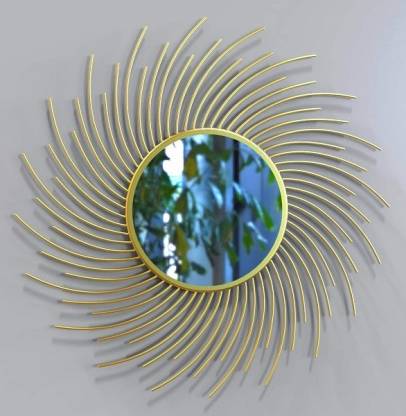 Furnish Craft Sun Burst Curly Golden, Decorative Mirrors For Living Room India