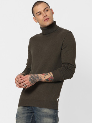 JONES Turtle Neck Solid Men Pullover 