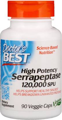 Doctor's Best High Potency Serrapeptase, 120,000 SPU, 90 ...