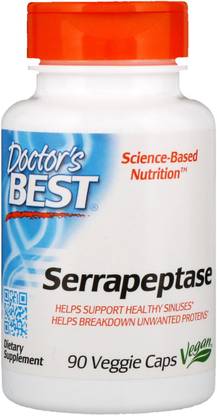 Doctor's Best Serrapeptase, 40,000 SPU, 90 Veggie Caps Price ...