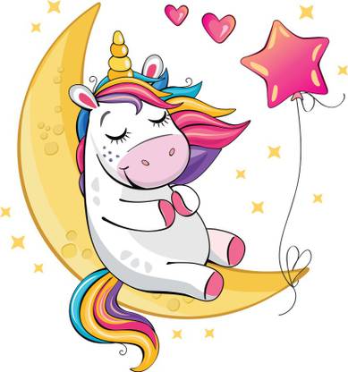 A cute funny unicorn Sticker Poster|Night Moon scenery|Nature poster|size: Paper Print - Animation & Cartoons posters in India - Buy art, film, design, movie, music, nature and educational paintings/wallpapers at A cute funny unicorn Sticker Poster|Night Moon scenery|Nature poster|size: Paper Print - Animation & Cartoons posters in India - Buy art, film, design, movie, music, nature and educational paintings/wallpapers at