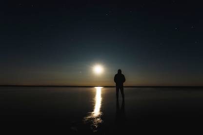 A Alone Man Standing At Beach Moon Quotes Wall Poster Paper Print Nature Posters In India Buy Art Film Design Movie Music Nature And Educational Paintings Wallpapers At Flipkart Com