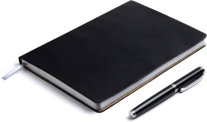PAPERLLA BLACK A5 BUSINESS DIARY - Executive Multipurpose Faux Leather  Office Notepad, Personal diary, gift for men, women, teachers, friends with  Pen. A5 Gift Set Ruled 180 Pages Price in India -