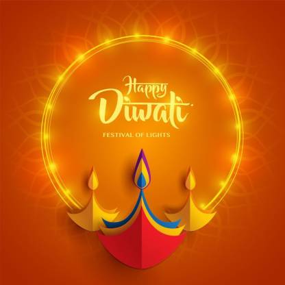 orange background happy diwali |festival Paper Print - Religious posters in  India - Buy art, film, design, movie, music, nature and educational  paintings/wallpapers at 