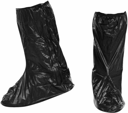 Pair of Black Waterproof Rain High Boots Shoes Cover with Reflector Motorcycle 