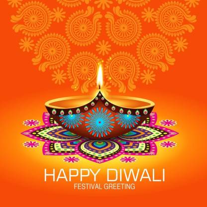 orange background with diwali |festival poster|diwali poster|poster for  diwali|diya poster|dia poster|rangoli poster|poster for  home,gym,office|12x18 inch|sticker paper poster Paper Print - Religious  posters in India - Buy art, film, design, movie ...