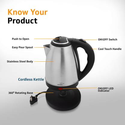 Steel Electric Kettle 1.8 Litre in India 2021 – V-Guard VKS18