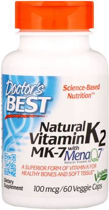 Doctor's Best Natural Vitamin K2 MK-7 with MenaQ7, 100 mcg ...