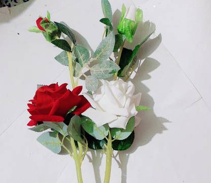 Dp Endeavors White Red Rose Artificial Flower With Pot Price In India Buy Dp Endeavors White Red Rose Artificial Flower With Pot Online At Flipkart Com