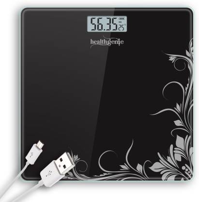 Healthgenie Rechargeable Digital Personal Scale for Human Body with Room Temperature Display Weighing Scale