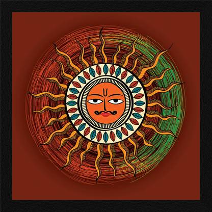 Artx Sun Bhagwan God Surya Madhubani Art Framed Painting Ink 13 Inch X 13 Inch Painting Price In India Buy Artx Sun Bhagwan God Surya Madhubani Art Framed Painting Ink 13