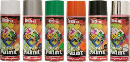 Touch Up Ready To Use Aerosol Spray Paint For Car Bike Wall Painting Home Furniture Black Bright Chrome Cream White Deep Grey Fluorescent Green And Fluorescent Orange Spray Paint 400 Ml Price In India
