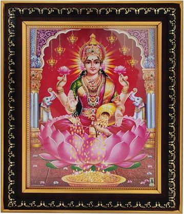 Puja N Pujari Goddess Lakshmi Photo with Nice Background for Pooja Room and  Wall Hanging Religious Frame Price in India - Buy Puja N Pujari Goddess  Lakshmi Photo with Nice Background for