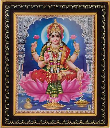 Puja N Pujari Lakshmi Photo Frame with Blue Background for Wall Hanging and  Pooja Room Religious Frame Price in India - Buy Puja N Pujari Lakshmi Photo  Frame with Blue Background for