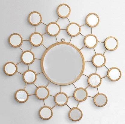 Furnish Craft Design Golden Glass Wall Mirror With Multi Small Mirrors Decorative In India - Wall Decorative Mirrors In India Furnish Craft Design Golden Glass Wall Mirror With Multi Small Mirrors Decorative In India - Wall Decorative Mirrors In India