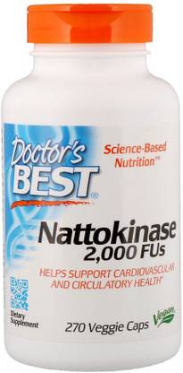 Doctor's Best Nattokinase, 2,000 FUs, 270 Veggie Caps Price ...