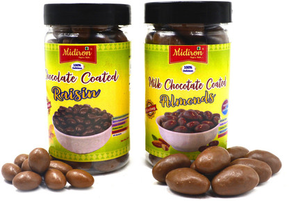Buy Midiron Chocolate Coated Raisin Kishmish With Chocolate Coated Almond Truffles 2 X 100 G Online At Best Prices In India Mothers day combo deal chocolate fudge cake with beautiful red and yellow roses price: online shopping store in india