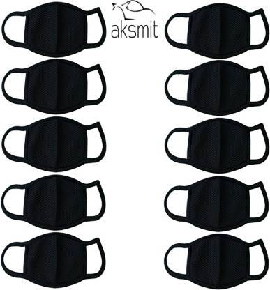 aksmit Reusable Anti-dust Anti-Pollution Masks Respirator (10 Piece) Unisex Reusable Pollution Mask Black Set 10