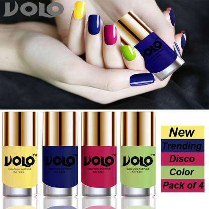 Volo Dazzling Glow Long Stable High Definition Nail Polish Combo Set  Combo-No-02 Yellow, Royal Blue, Passion Pink, Parrot Green - Price in  India, Buy Volo Dazzling Glow Long Stable High Definition Nail