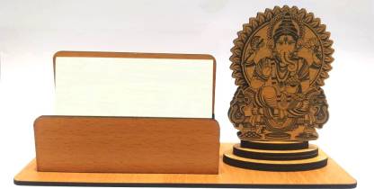 A-Mart Ganesha On Throne Design For Office Table 1 Compartments Hardboard Visiting Card Holder