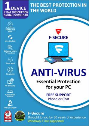 F-Secure Anti-virus key 1 PC 1 Year Activation Code 1 PC PC 1 ...