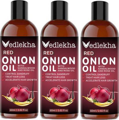 Vedlekha Red Onion Oil With Sandalwood Rose Oil For Hair Regrowth Pack Of 3 Hair Oil Price In India Buy Vedlekha Red Onion Oil With Sandalwood Rose Oil For