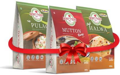 Just 2 Eat Combo Pack Of 3 Veg Pulao Mutton Curry Suji Halwa 830 G Price In India Buy Just 2 Eat Combo Pack Of 3 Veg Pulao Mutton