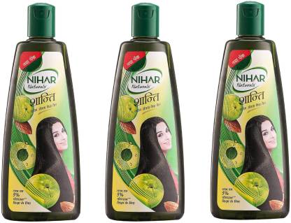 NIHAR Naturals Shanti Amla Badam Hair Oil, 300ml (PACK OF 3) Hair Oil -  Price in India, Buy NIHAR Naturals Shanti Amla Badam Hair Oil, 300ml (PACK  OF 3) Hair Oil Online
