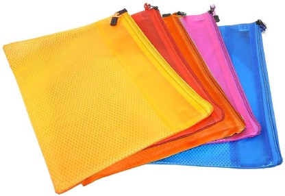 TEKEFT 6pcs Clear Color Plastic A5 A4 A3 Paper Document File Bill Zipper Bag Pencil Pouch 6 pcs 