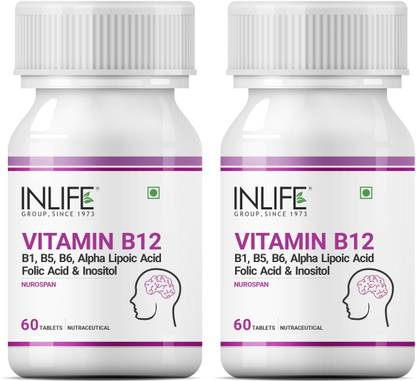 inlife vitamin b12 1500mcg with b1 b5 b6 alpha lipoic acid ala 60 tablets 2 pack