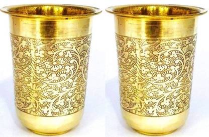 Indie Metal Crafts Pack Of 2 Pure Brass Bronze Peetal Designer Water Glass Glass Set Price In India Buy Indie Metal Crafts Pack Of 2 Pure Brass Bronze Peetal Designer Water