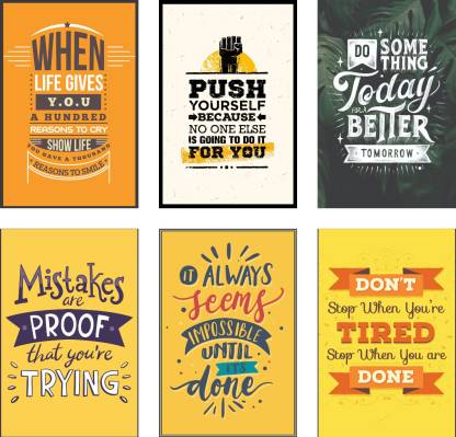 Combo Pack of 6 HD Motivational Wall Posters and Inspirational Quotes ...