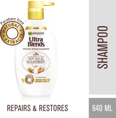 GARNIER Ultra Blends Shampoo, Soy Milk & Almonds