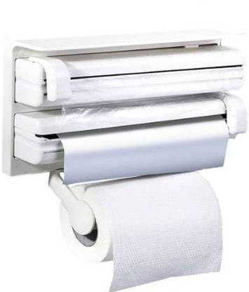 Oxfo 3 in 1 Kitchen Triple Paper Dispenser & Holder Paper/Foil/Cling Wrap - 3 in 1 Wrap Center Holds Silver Foil, Plastic Wrap, and Paper Towels ox-1 Paper Dispenser