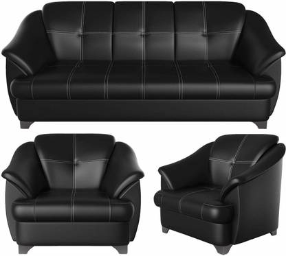 Gnanitha Leather 3 1 Black Sofa Set In India At Flipkart Com Gnanitha Leather 3 1 Black Sofa, Living Room Sofa Sets Leather