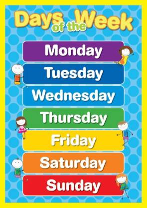 Kids Early Learning Posters For Classroom-Days OF The week Chart Paper ...