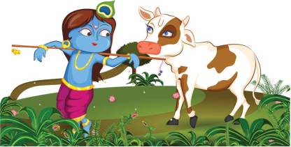 god & god's 60 cm Krishna With Cow 446 Self Adhesive Sticker Price in India  - Buy god & god's 60 cm Krishna With Cow 446 Self Adhesive Sticker online  at 