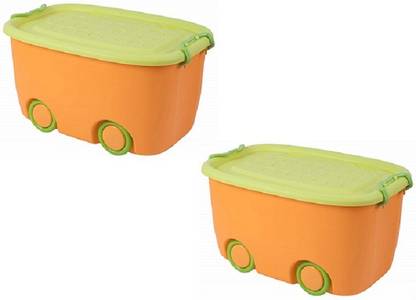 Shreenath S Hreenath Toy Chest Set Of 2 Large Plastic Stackable Organizer Storage Box Container Bin With Lid And Wheels For Kids Toys Clothes Basket In India Kids Toys Clothes Storage Basket, Plastic Toys Storage Basket